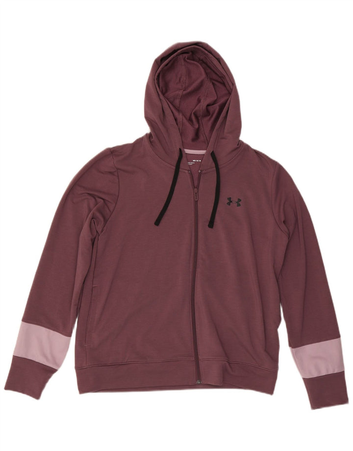 Felpa con cappuccio e zip da donna UNDER ARMOUR UK 14 Blocco colore marrone medio medio