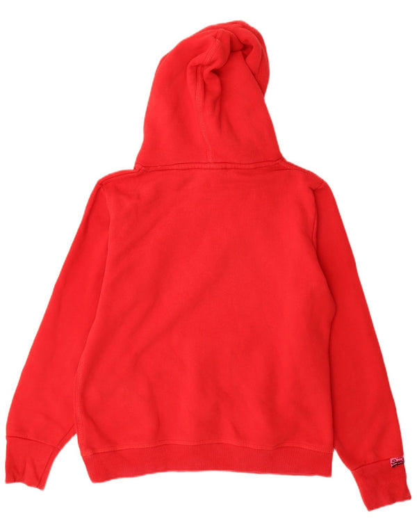 Felpa con cappuccio grafica da donna Superdry UK 18 XL cotone rosso