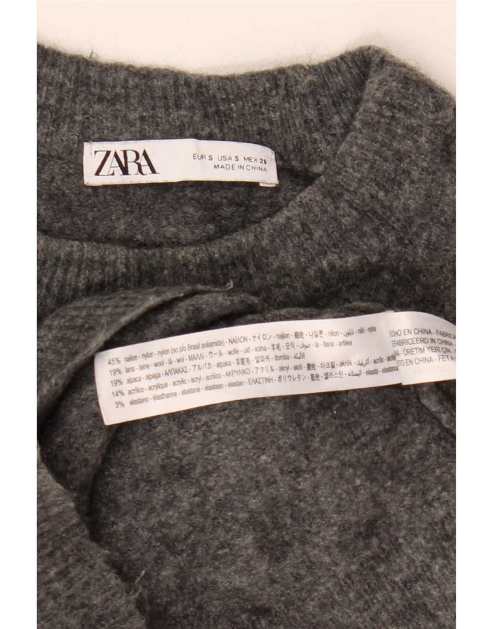 Maglione girocollo oversize corto da donna Zara UK 10 piccolo nylon grigio