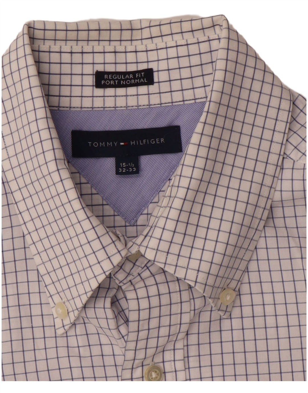 TOMMY HILFIGER Mens Regular Fit Shirt Size 15 1/2 Medium White Check