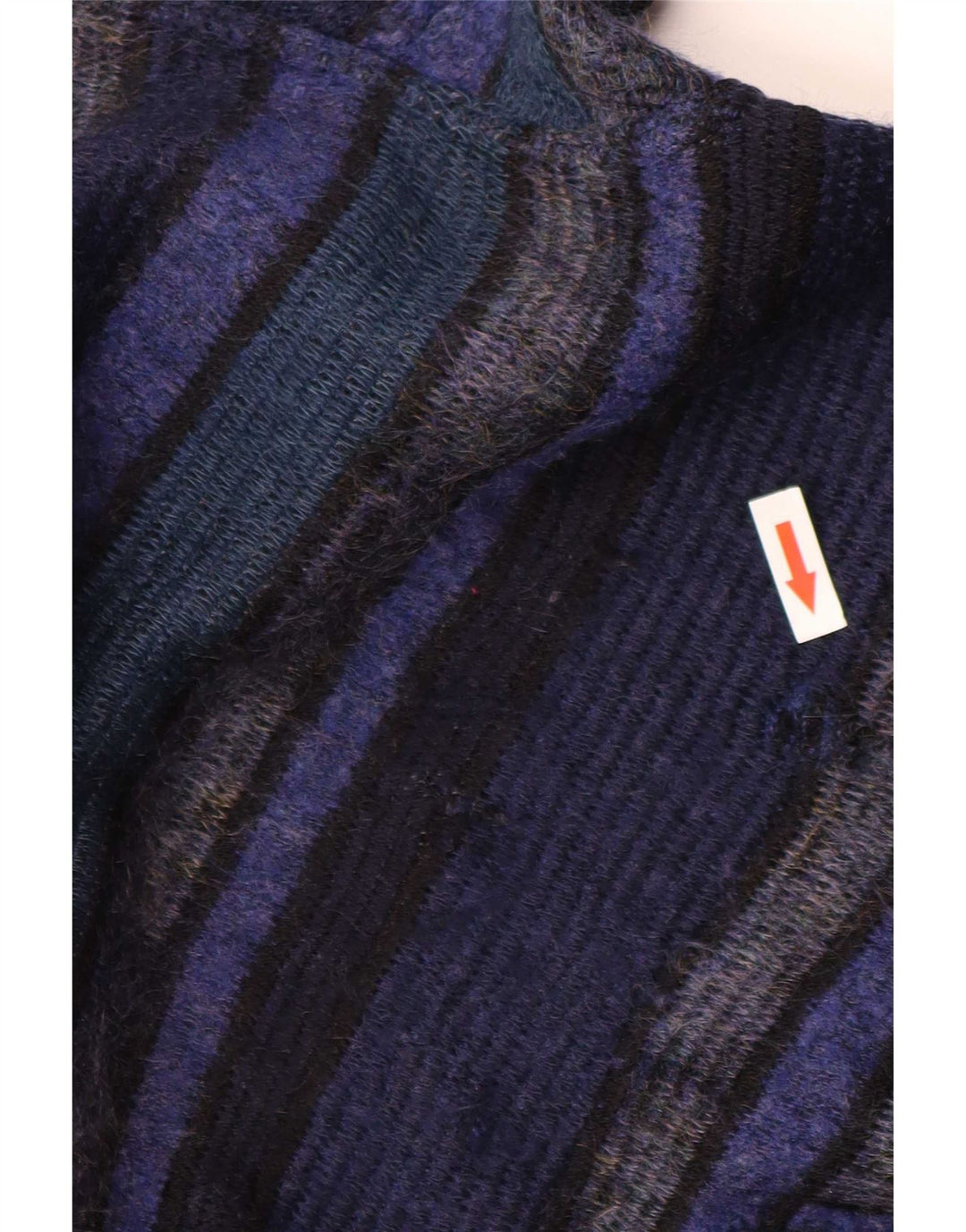 Maglione cardigan da uomo Bizzarro XL in lana a righe blu navy