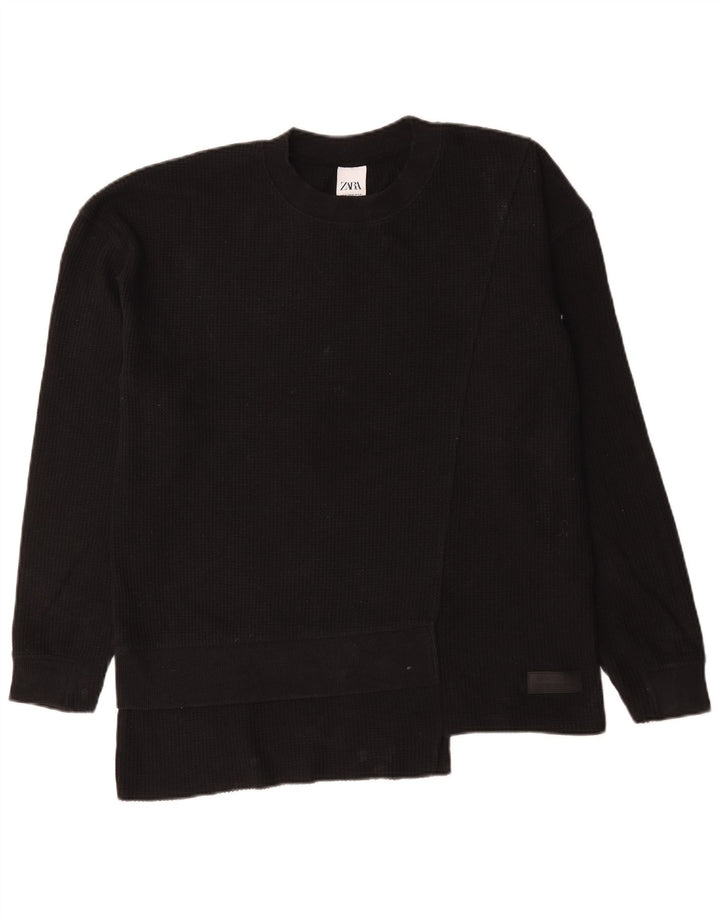 Maglione maglione girocollo da uomo Zara in cotone nero medio
