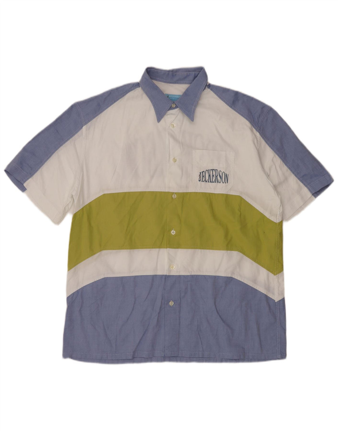 JECKERSON Camicia grafica da uomo a maniche corte XL Blu Colourblock