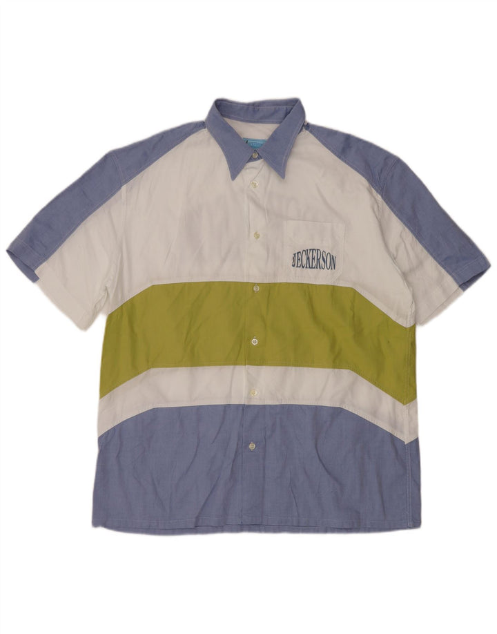 JECKERSON Camicia grafica da uomo a maniche corte XL Blu Colourblock