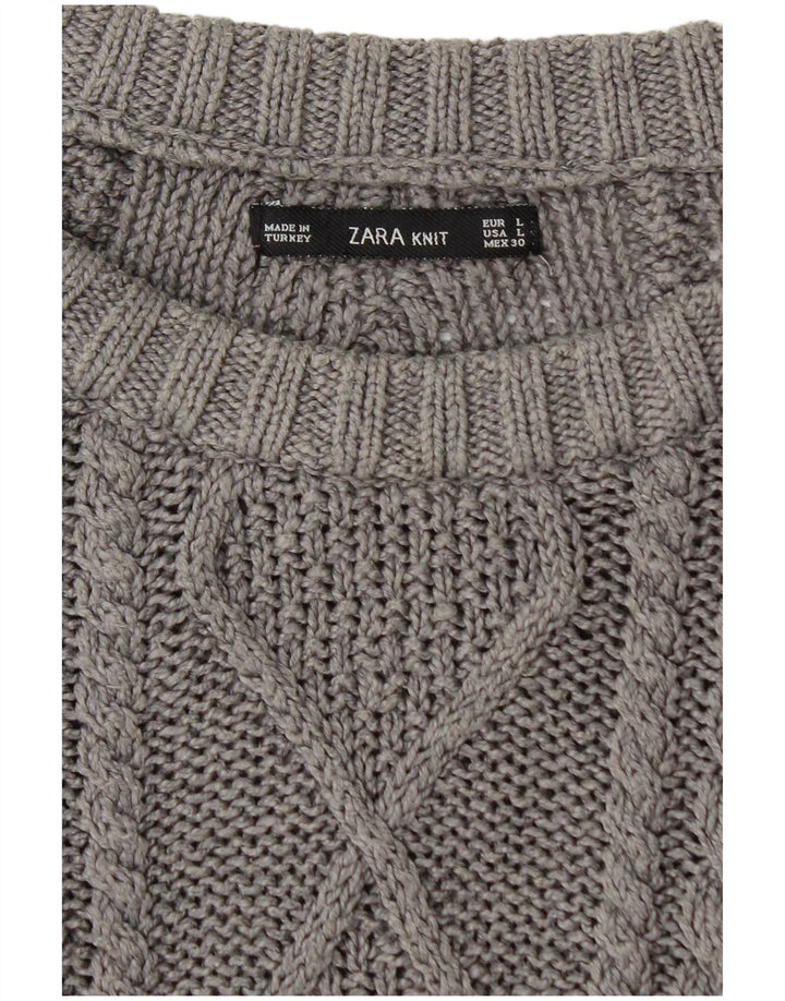 Maglione maglione con scollo a barca da donna Zara UK 14 grande grigio