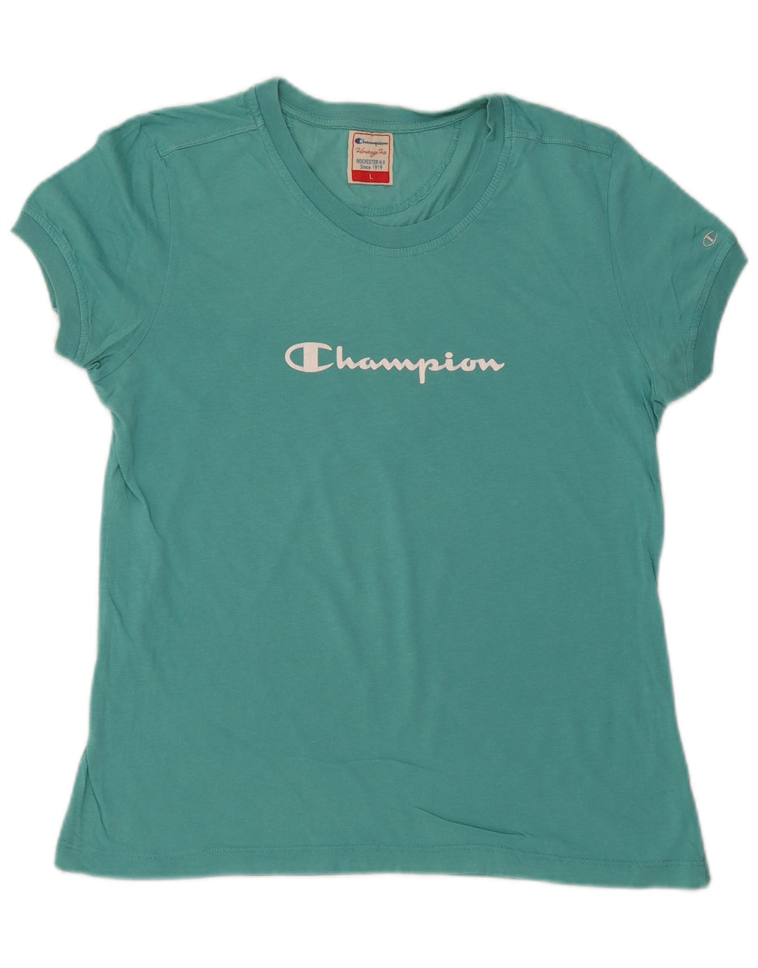 T-shirt grafica da donna CHAMPION Top UK 14 Large Verde