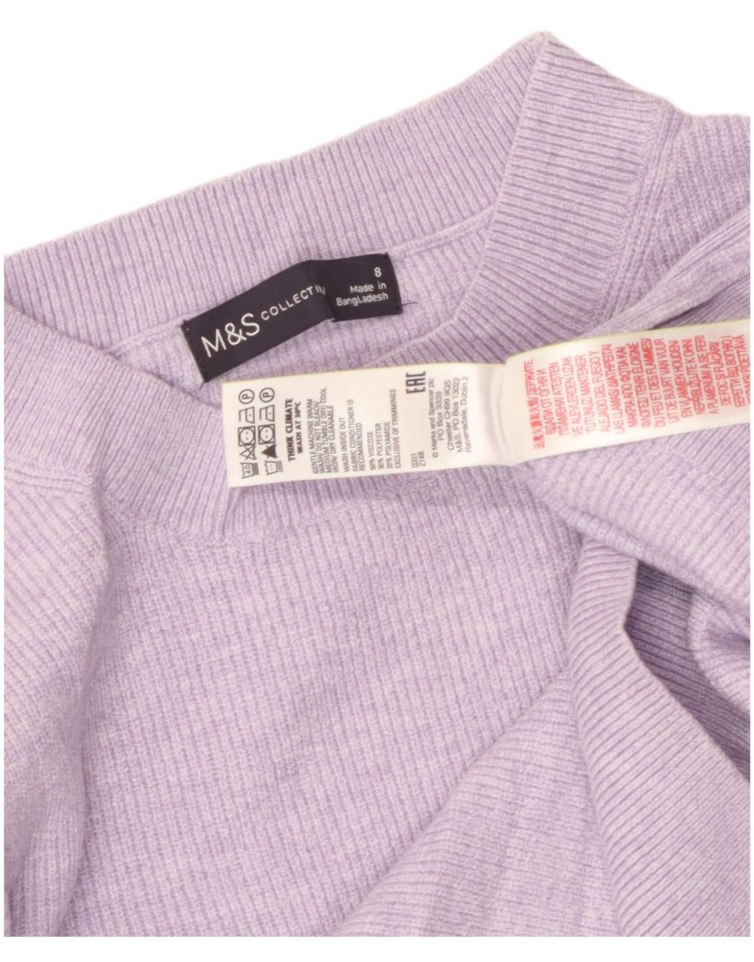 MARKS & SPENCER Maglione corto girocollo da donna UK 8 piccolo viola