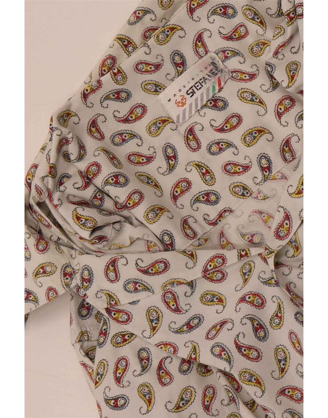 Camicia da uomo a maniche corte Stefanel grande bianca con motivo cachemire