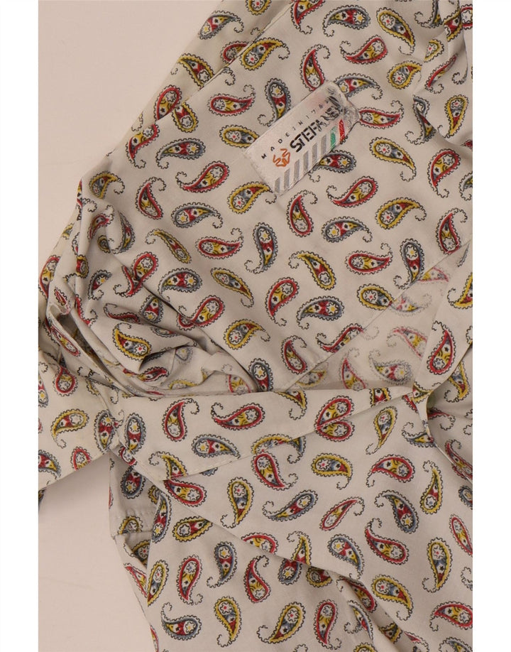Camicia da uomo a maniche corte Stefanel grande bianca con motivo cachemire