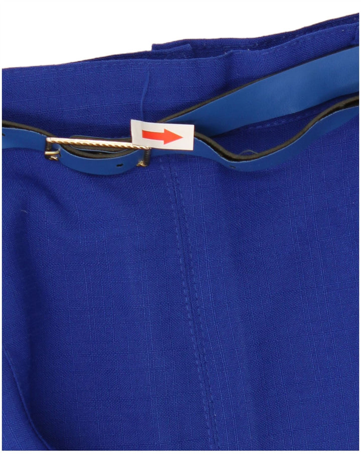 Gonna a pieghe vintage da donna UK 14 media W28 poliestere blu