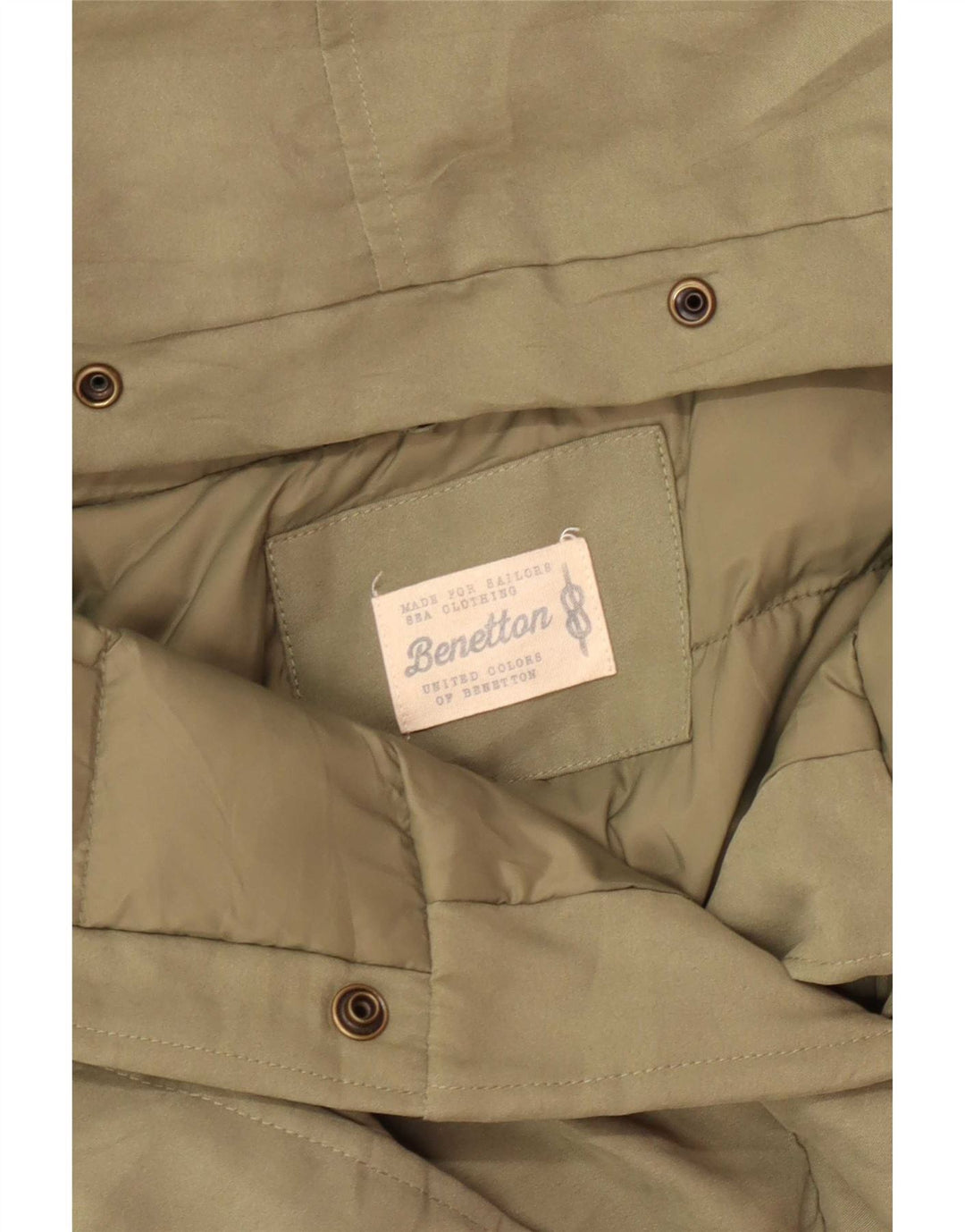 Giacca Parka con cappuccio da donna Benetton UK 14 verde medio