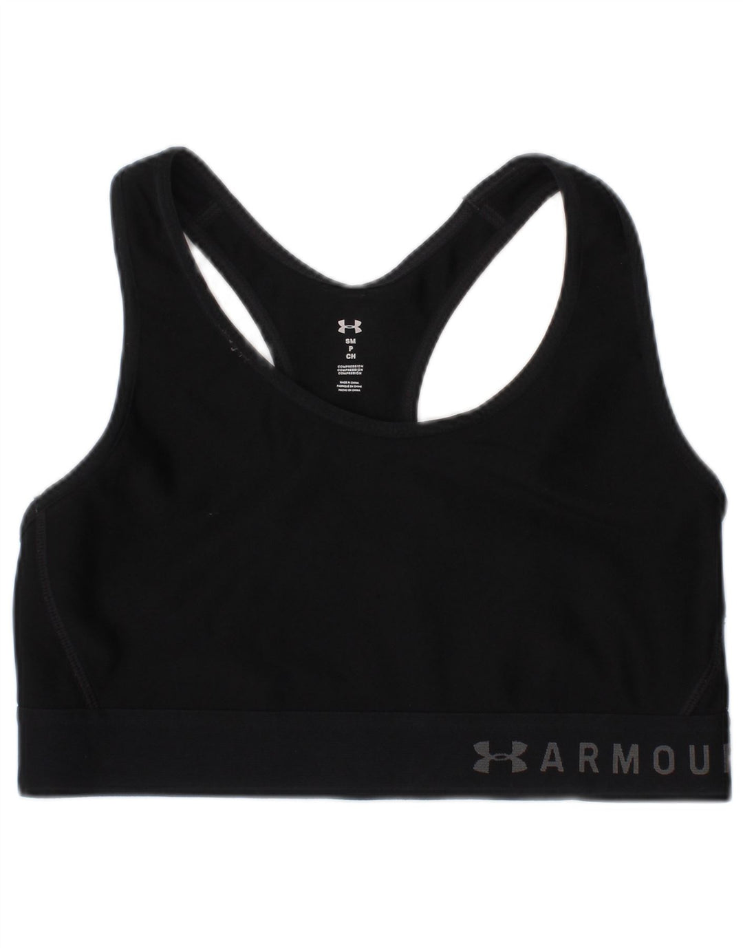 Reggiseno sportivo grafico da donna Under Armour Top piccolo sportivo in poliestere nero