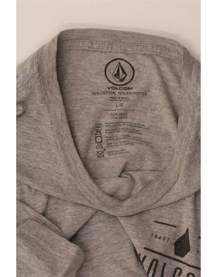 T-shirt grafica da uomo Volcom Top grande in cotone chiazzato grigio