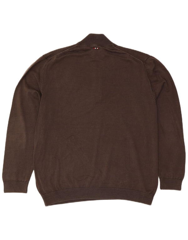 Maglione da uomo con collo con zip Napapijri 2XL cotone marrone