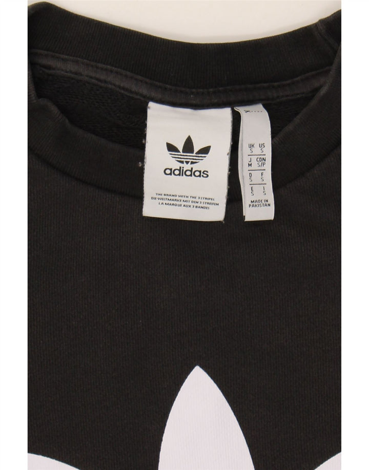 ADIDAS Mens Graphic Sweatshirt Jumper Small Black Cotton Vintage Adidas and Second-Hand Adidas from Messina Hembry 