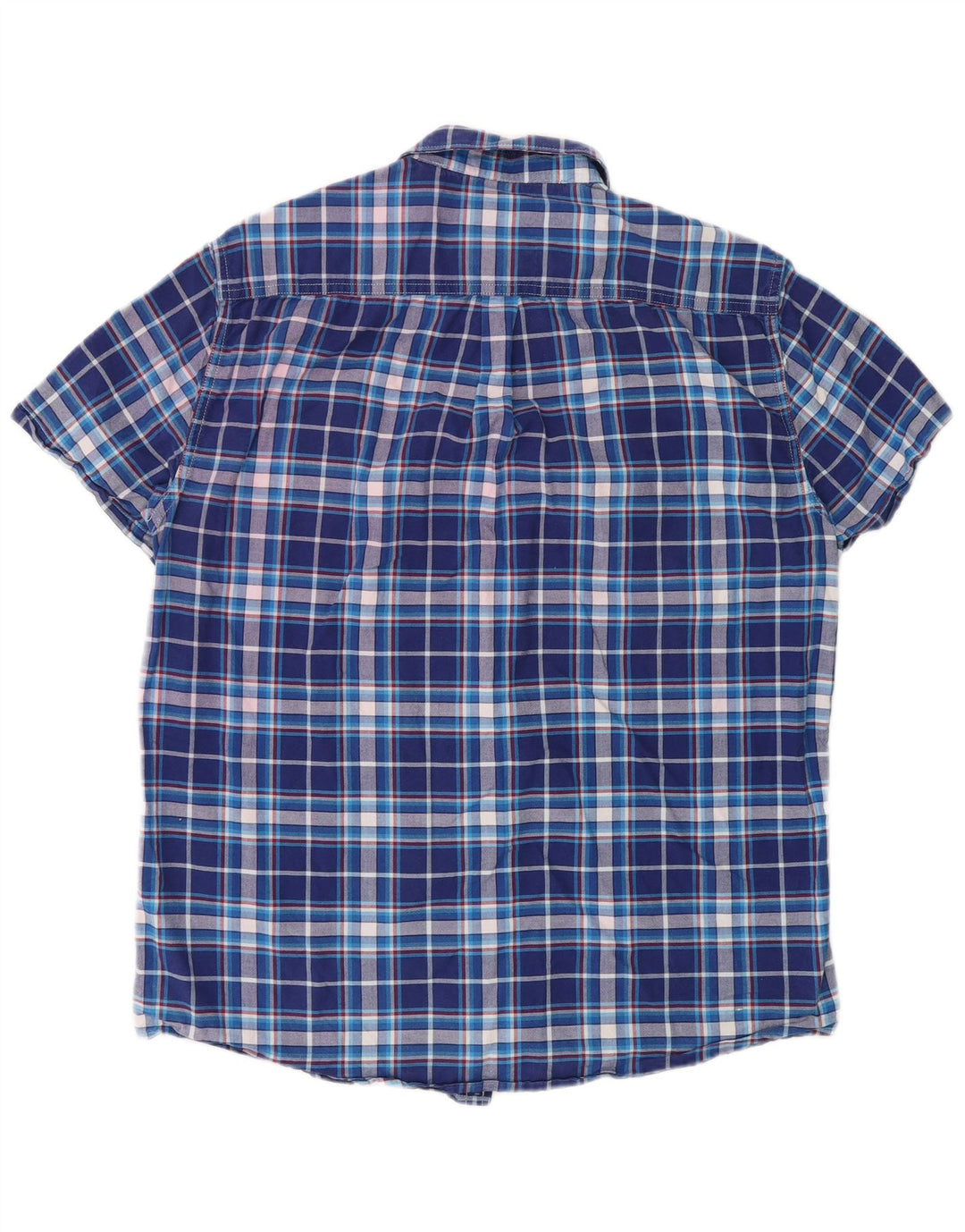 Camicia a maniche corte da uomo Superdry in cotone a quadri blu grandi