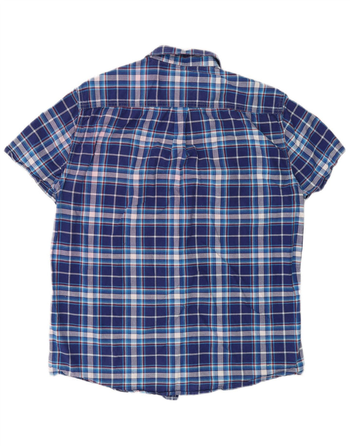 Camicia a maniche corte da uomo Superdry in cotone a quadri blu grandi
