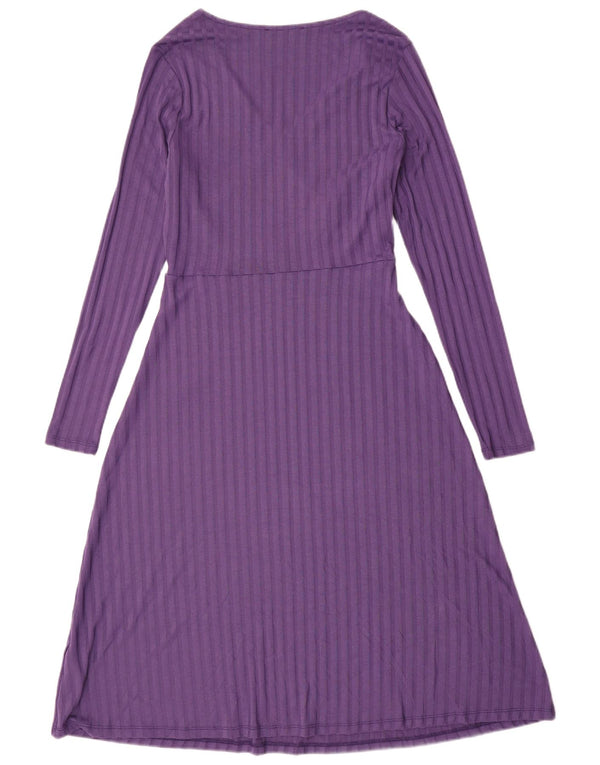 Abito lungo a maniche lunghe da donna Marks & Spencer UK 10 piccolo a righe viola