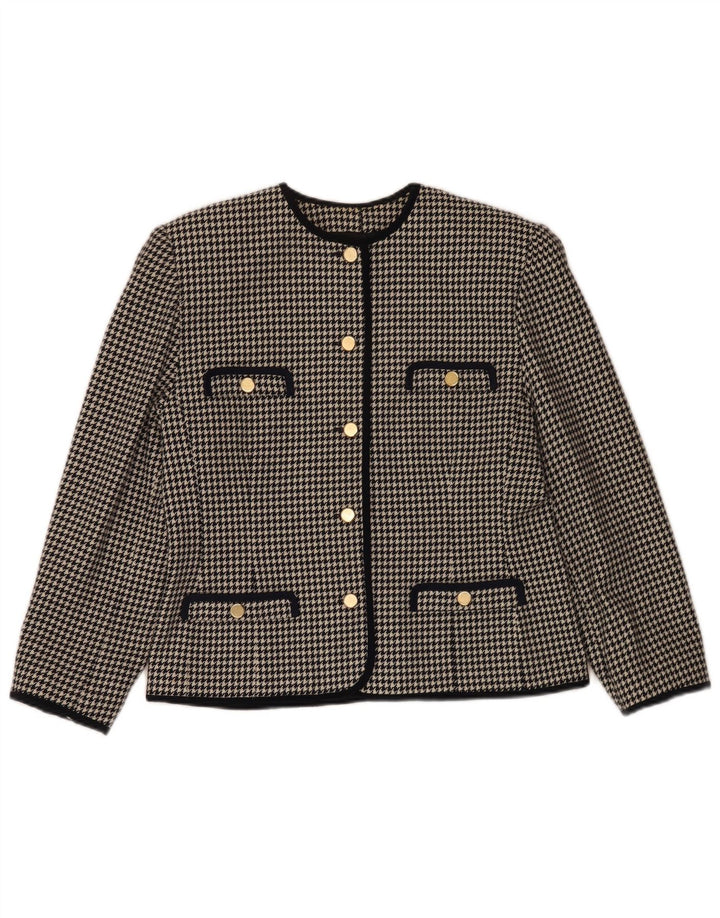 Set gonna vintage da donna a 5 bottoni in 2 pezzi IT 46 grande W28 pied de poule nero