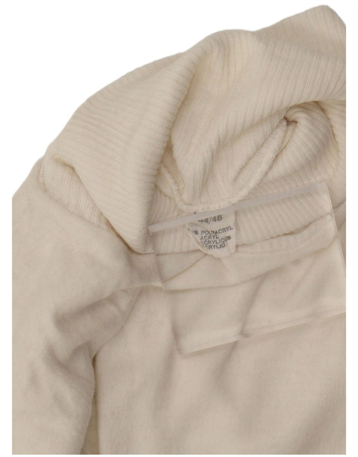 Maglione maglione vintage da donna con collo alto IT 44/46 poliacrilico bianco medio