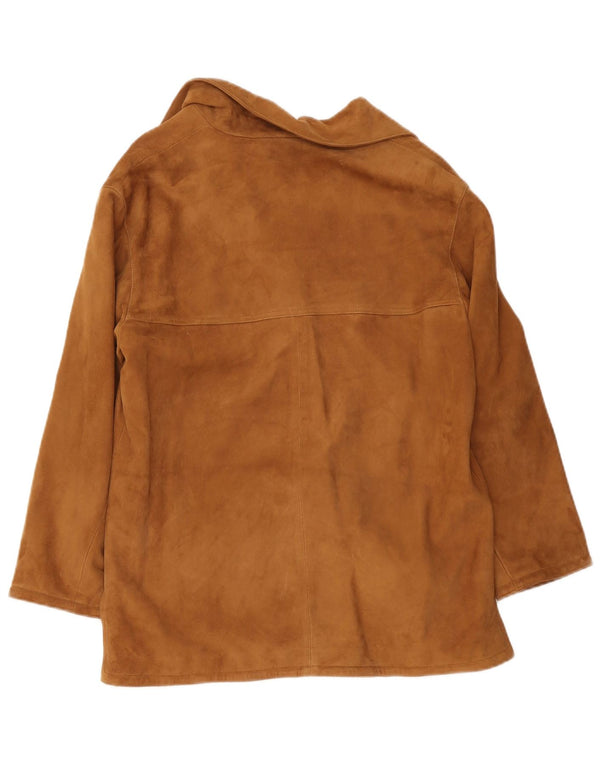 Giacca vintage in pelle scamosciata da donna UK 16 grande beige