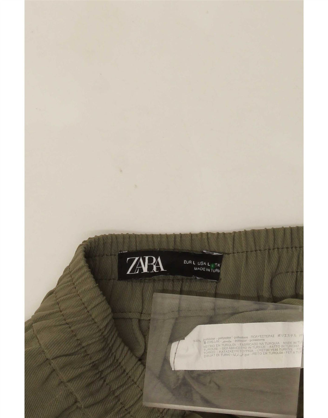 Pantaloni corti affusolati Zara da donna, grandi W32 L24 poliestere kaki