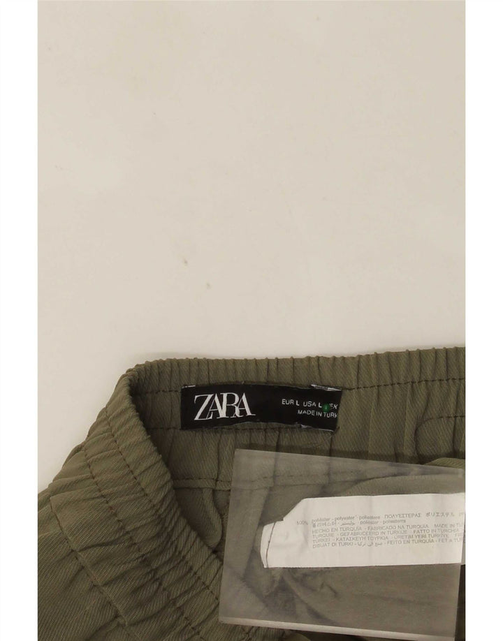 Pantaloni corti affusolati Zara da donna, grandi W32 L24 poliestere kaki
