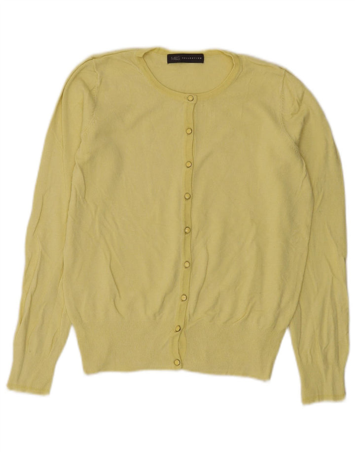 Maglione cardigan da donna Marks & Spencer UK 8 piccolo viscosa gialla