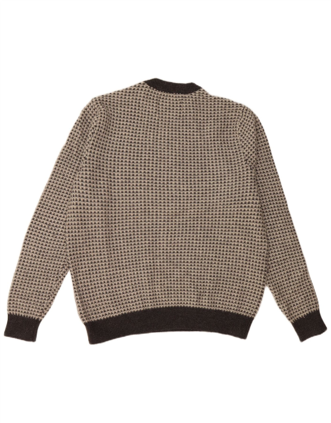 JACK WILLS Maglione maglione girocollo da donna UK 20 2XL Lana a quadri grigia