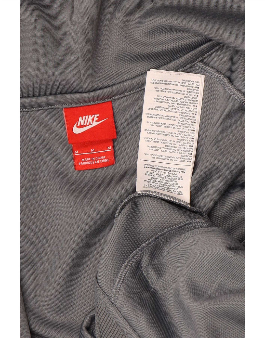 Felpa con cappuccio e zip Nike da uomo in poliestere color block grigio medio