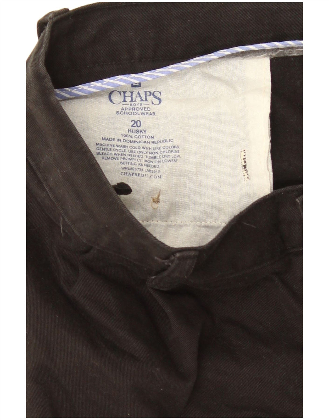 Pantaloncini chino Chaps Boys Husky 15-16 anni W32 cotone nero