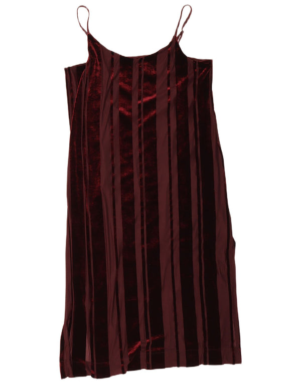 Abito sottoveste in velluto da donna Dkny UK 18 XL Poliestere a righe bordeaux