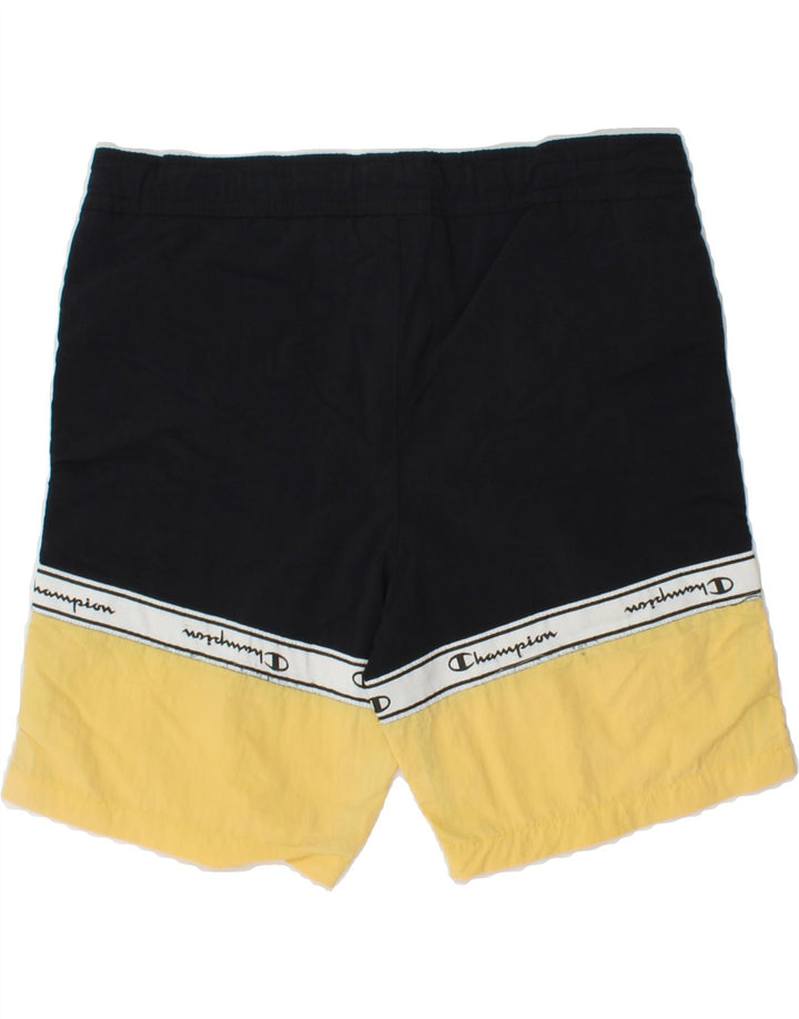CHAMPION Boys Graphic Sport Shorts 9-10 Years Medium Black Colourblock Vintage Champion and Second-Hand Champion from Messina Hembry 