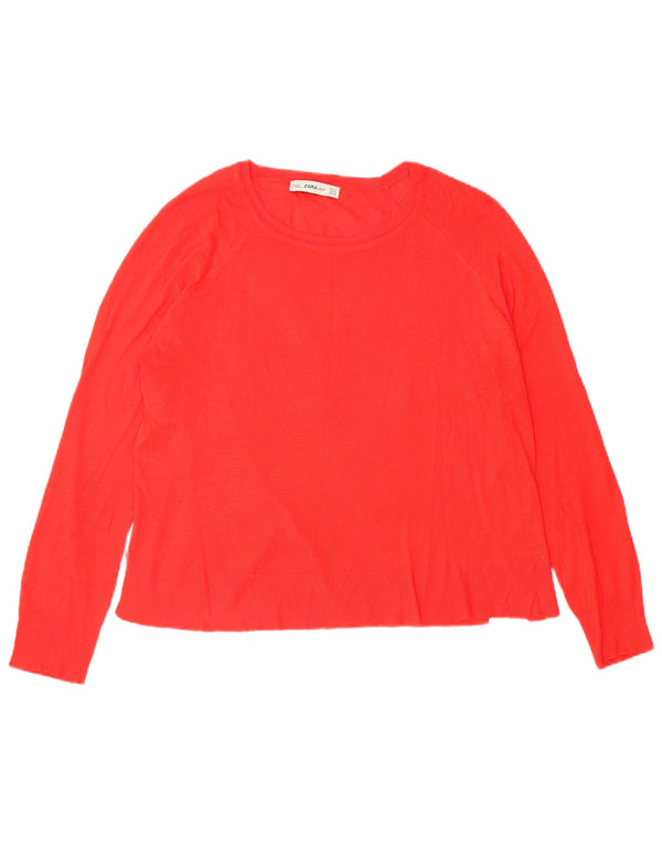 Maglione maglione oversize con scollo a barca da donna Zara UK 10 piccolo rosso