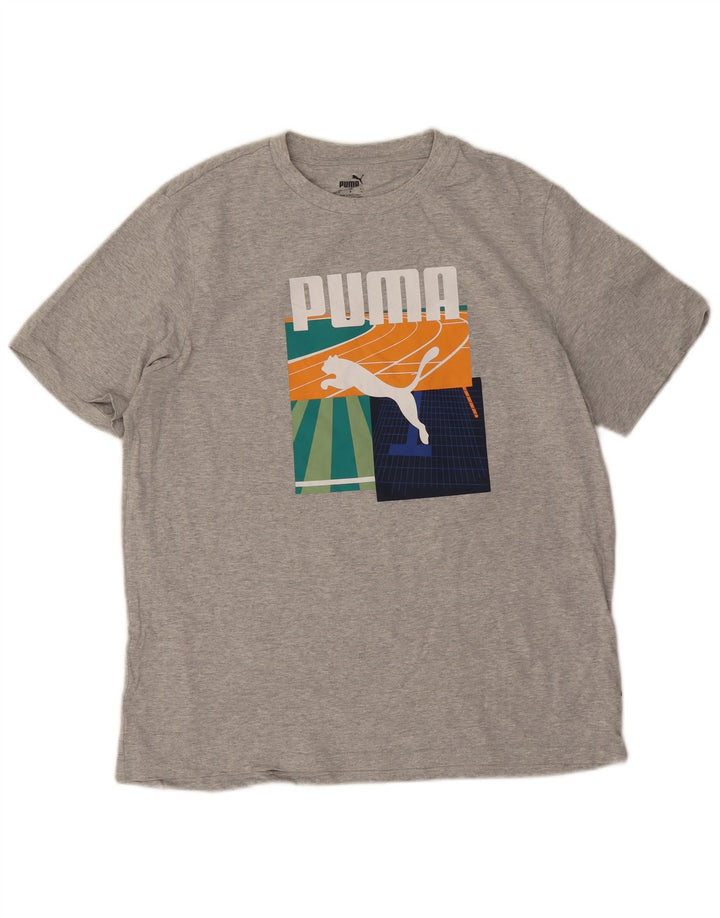 T-shirt grafica da uomo Puma grande in cotone grigio