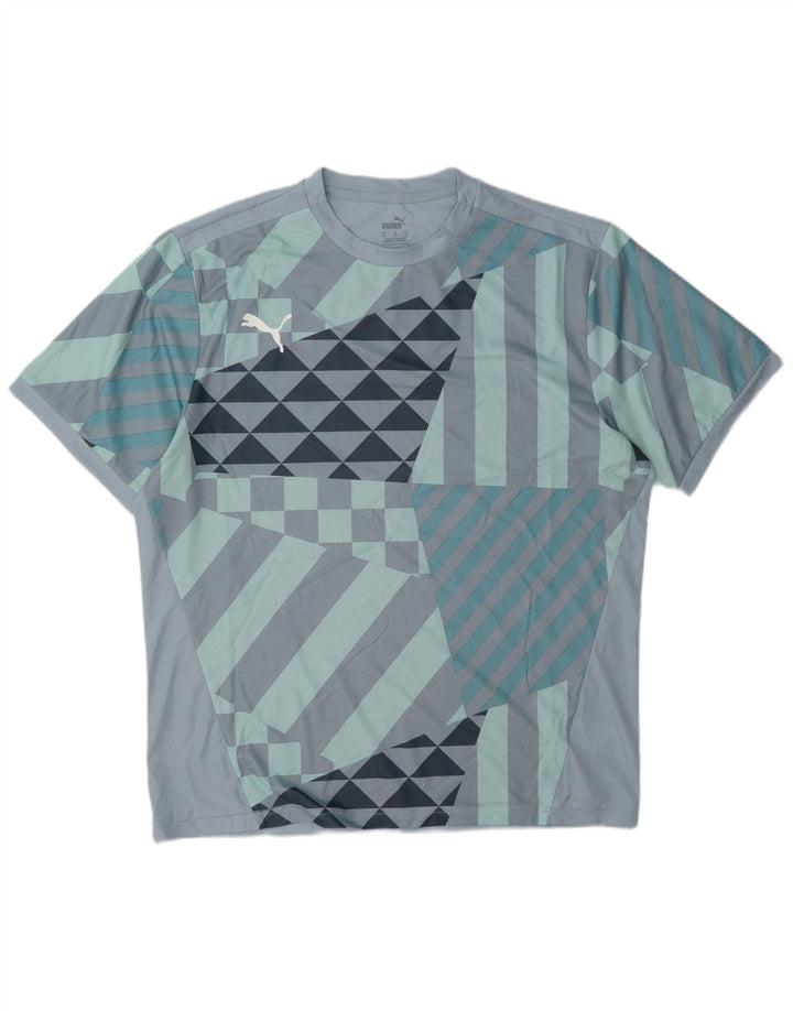 T-shirt da uomo Puma Top XL blu geometrica in poliestere