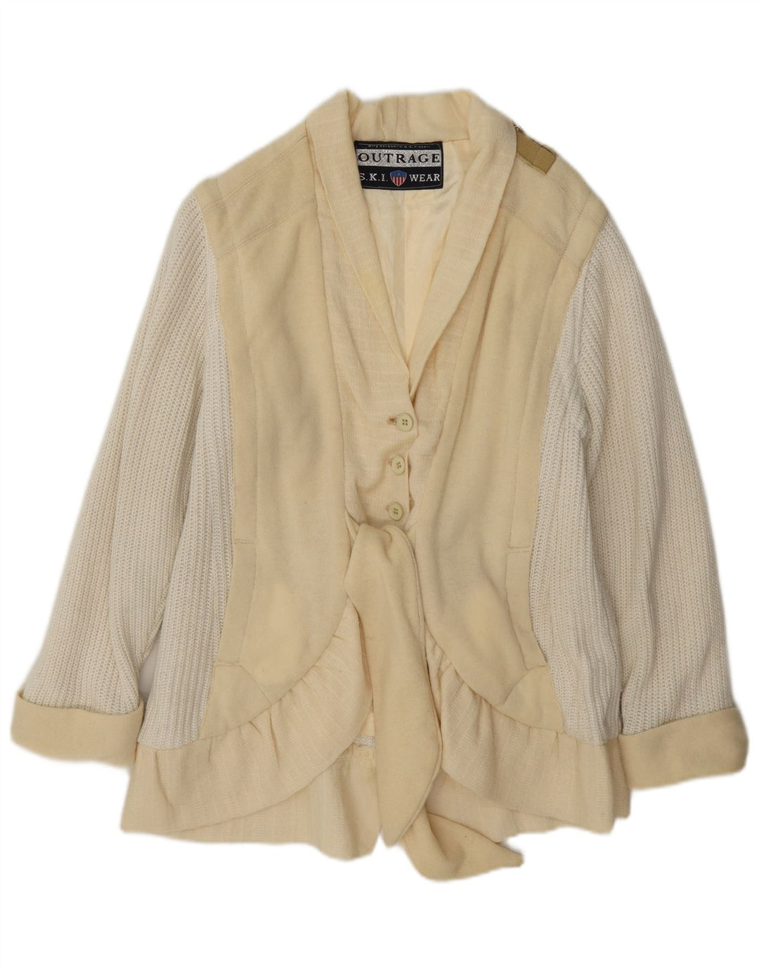 Giacca blazer in maglia da sci da donna Outrage UK 14 Medium Off White Colourblock