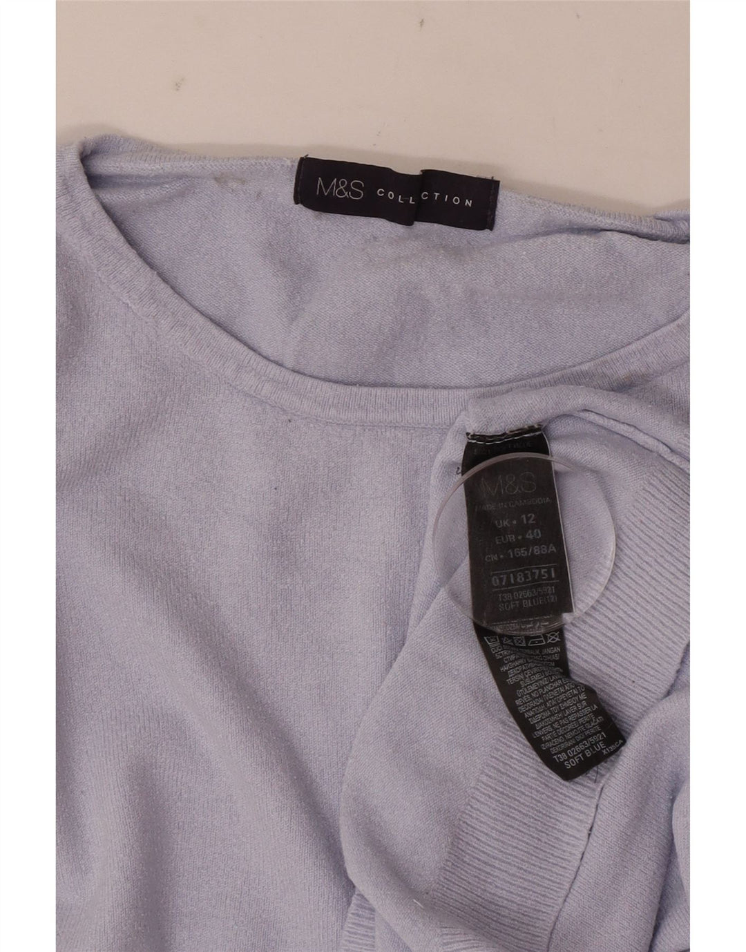 Maglione da donna Marks & Spencer con scollo a barca UK 12 Viscosa blu medio