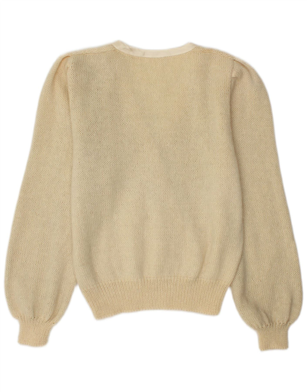 Maglione vintage da donna con scollo a V UK 14 Beige medio