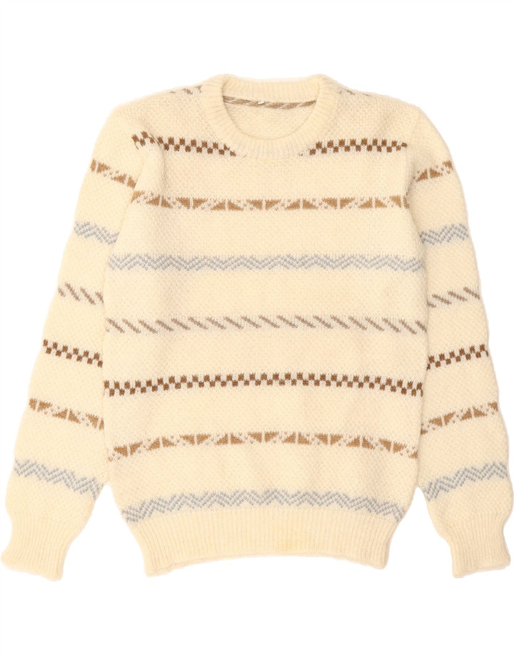 VINTAGE Mens Crew Neck Jumper Sweater IT 52 Large Off White Geometric Vintage Vintage and Second-Hand Vintage from Messina Hembry 