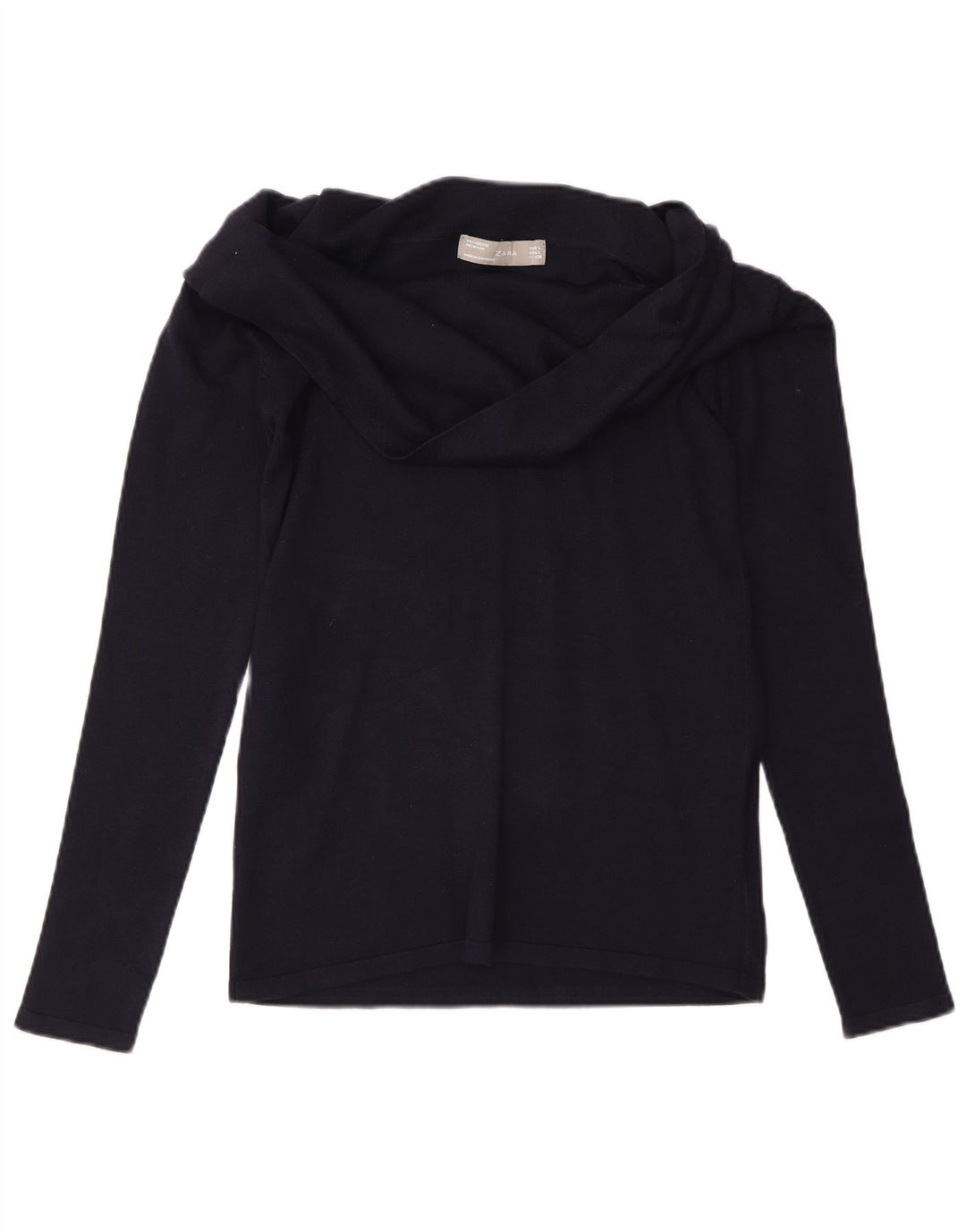 Top Zara da donna a maniche lunghe UK 14 Large in viscosa blu navy
