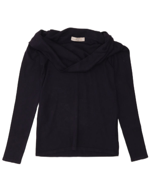 Top Zara da donna a maniche lunghe UK 14 Large in viscosa blu navy