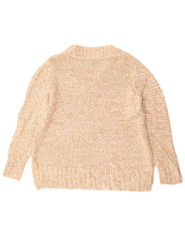 Maglione da donna con scollo a V CHAPS UK 16 Grande acrilico screziato beige