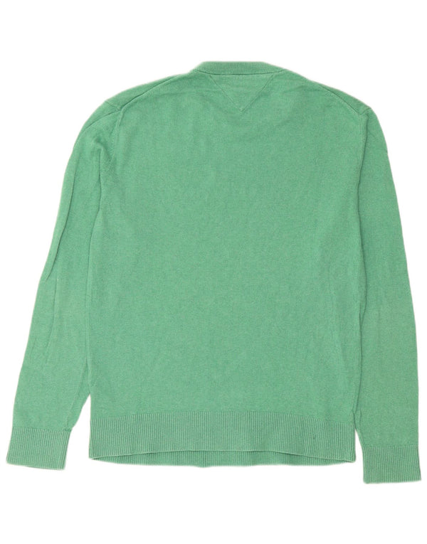 Tommy Hilfiger Mens Crew Neck Jumper Sweater XL Green Cotton