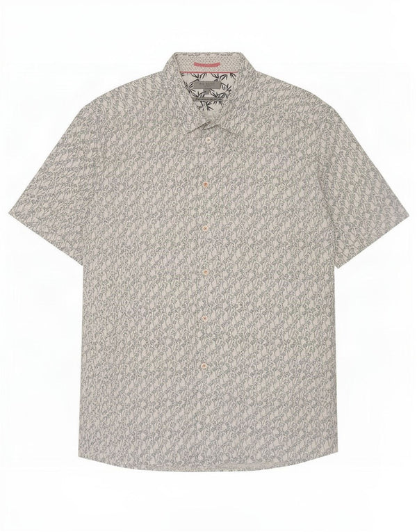 Ted Baker Camicia a maniche corte da uomo con motivo astratto taglia 6 2XL cotone bianco