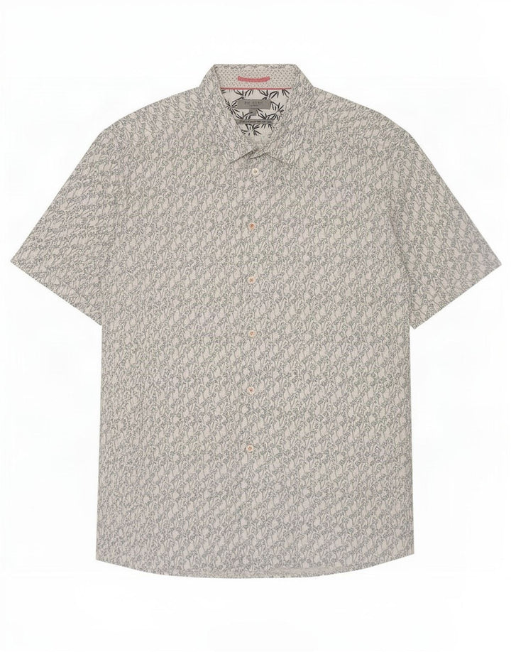 Ted Baker Camicia a maniche corte da uomo con motivo astratto taglia 6 2XL cotone bianco