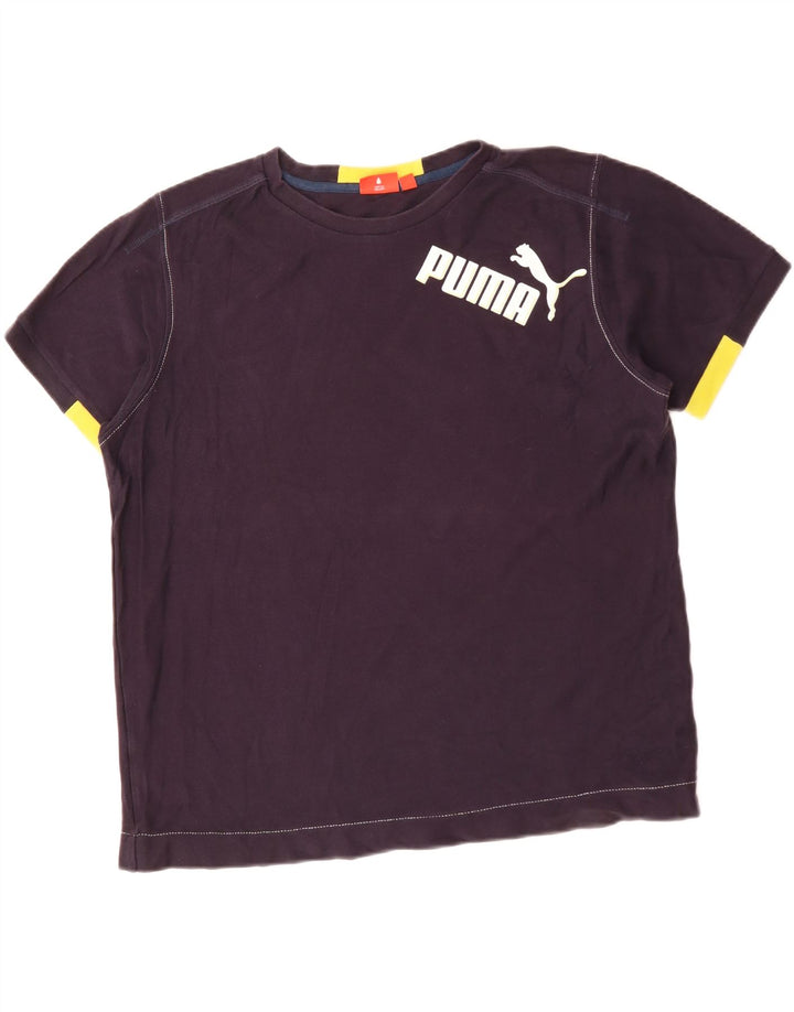 T-shirt grafica da uomo Puma Top Large in cotone color block blu navy