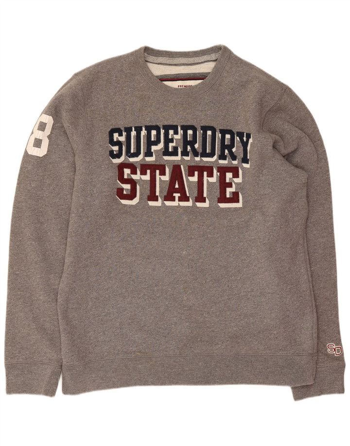 Felpa grafica da uomo Superdry Maglione 2XL Cotone chiazzato grigio