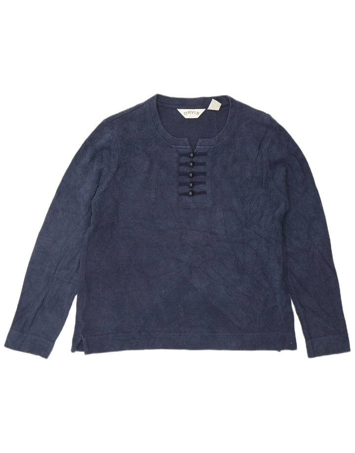 ORVIS Top da donna a maniche lunghe UK 14 Medio cotone blu navy