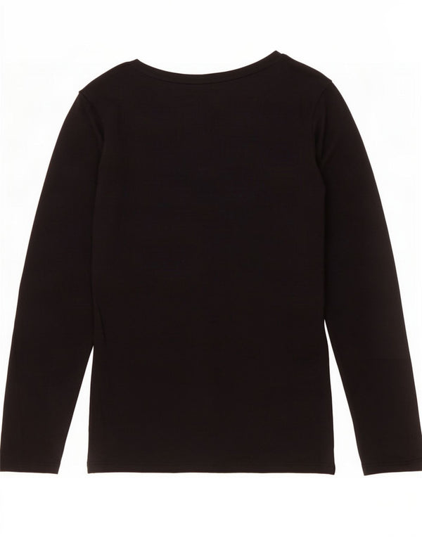 Guess Top grafico da donna a maniche lunghe UK 12 medio cotone nero
